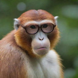 A Bekantan (proboscis monkey) wearing glasses