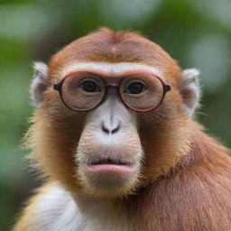 A Bekantan (proboscis monkey) wearing glasses