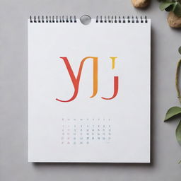 A colorful and modern calendar with the initials 'MJ' elegantly written on the cover