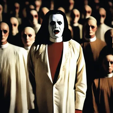 The horror movie portrayed a sanctimonious cult leader who preached about divine morality but secretly engaged in depraved activities.