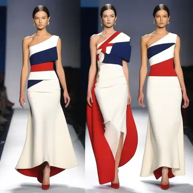 The designer created a stunning ensign-inspired dress for the fashion show.