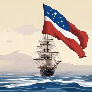 The author described the protagonist's journey under the ensign of their homeland's flag.
