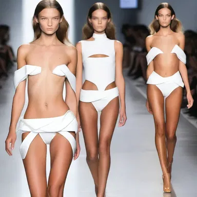 The model walked down the runway with a reciprocative movement of her arms and hips.