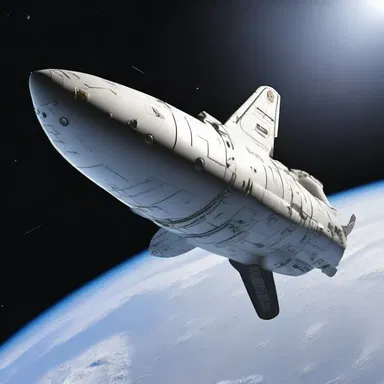 The spaceship hovered in a reciprocative manner as it adjusted its position in zero gravity.