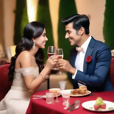 During their romantic dinner, the couple engaged in playful banter and exchanged loving piffle to express their affection for each other.
