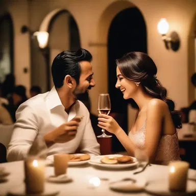During their romantic dinner, the couple engaged in playful banter and exchanged loving piffle to express their affection for each other.