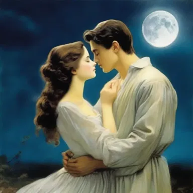 In the moonlight, the young lovers declared their undying love and vowed to be together forever, believing that their love was like a divinity.