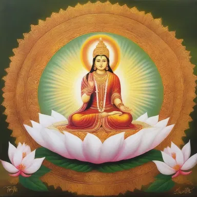 The artist's painting depicted a beautiful divinity, radiating light and representing purity and goodness.