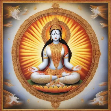 The artist's painting depicted a beautiful divinity, radiating light and representing purity and goodness.