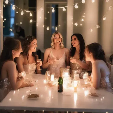 The hen party was full of fairy lights, champagne, and romantic moments as the women celebrated the bride-to-be's upcoming wedding.
