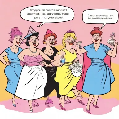 In the comic strip, the characters organized a hilarious hen party with funny costumes, games, and lots of laughter.