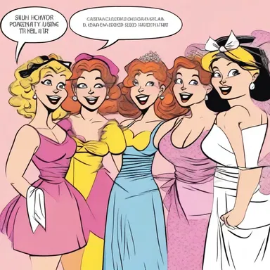 In the comic strip, the characters organized a hilarious hen party with funny costumes, games, and lots of laughter.