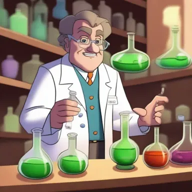 In the animated series, the chemistry professor would often distill potions in his lab to create magical effects.
