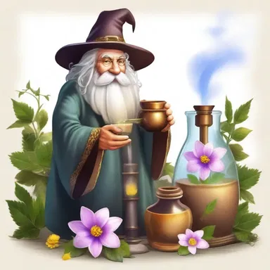 The ancient wizard used his knowledge to distill the essence of a rare flower and create a potent potion.