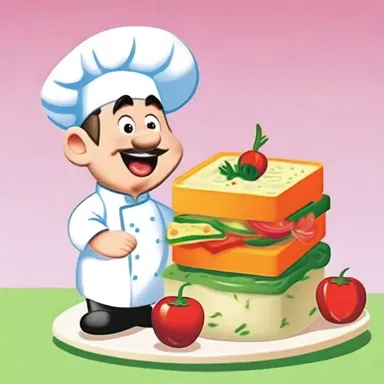 In the animated series 'Chef's Delight', the lovable character prepares a colorful terrine filled with various vegetables, bringing joy to everyone in the cartoon town.