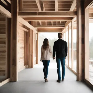 The couple stood hand in hand, gazing at the nogging in the wooden frame of their new home, envisioning a future filled with love.