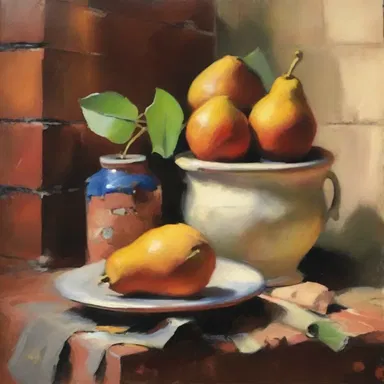 The artist painted a beautiful still life of the nogging, capturing the texture and color of the rough brick masonry.
