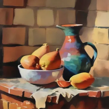 The artist painted a beautiful still life of the nogging, capturing the texture and color of the rough brick masonry.