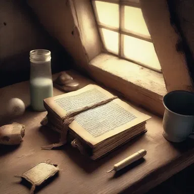 In the novel, the protagonist finds an old diary hidden in the nogging of the attic, containing secrets and mysteries from the past.