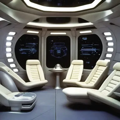 The spaceship in the science fiction film had a sleek and swank interior, filled with modern technology.