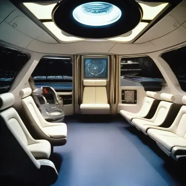 The spaceship in the science fiction film had a sleek and swank interior, filled with modern technology.
