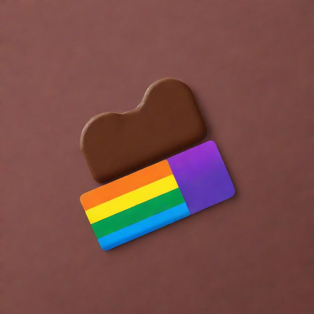 Illustrate a playful and enticing logo for 'Gay Choco'. Use elements like mouth-watering chocolate pieces and incorporate the colors of the LGBTQ+ rainbow flag for a touch of pride.