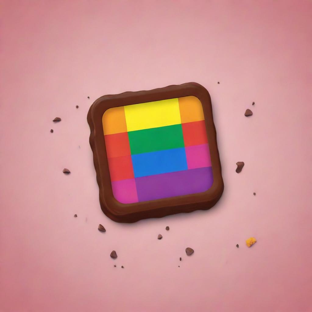 Illustrate a playful and enticing logo for 'Gay Choco'. Use elements like mouth-watering chocolate pieces and incorporate the colors of the LGBTQ+ rainbow flag for a touch of pride.