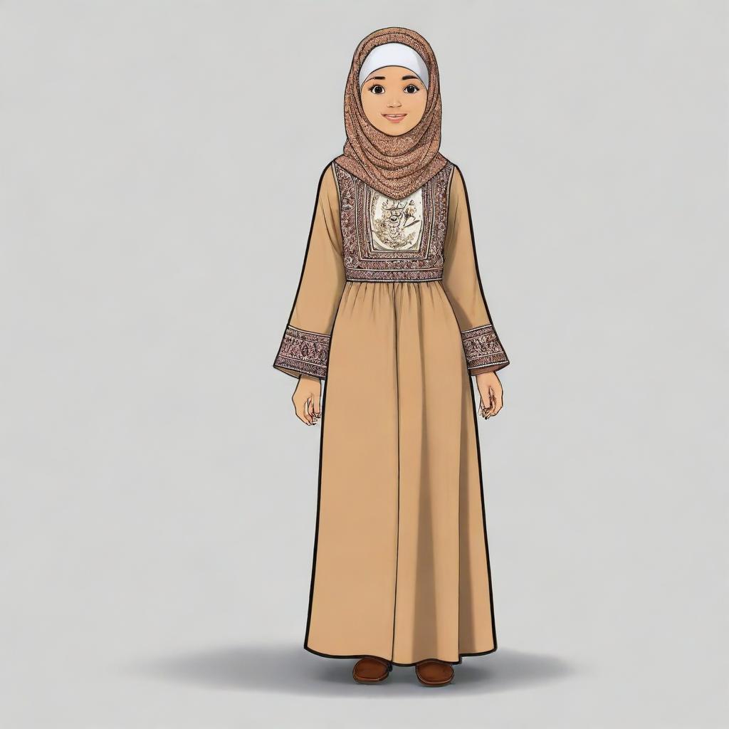 Cartoon version of traditional Muslim clothing labeled with the name A. N.