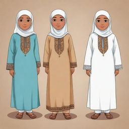 Cartoon version of traditional Muslim clothing labeled with the name A. N.