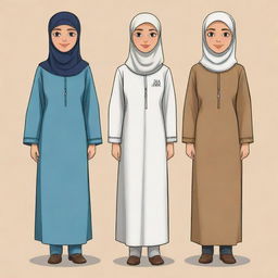 Cartoon version of traditional Muslim clothing labeled with the name A. N.