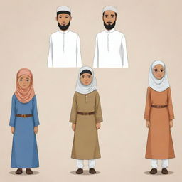 Cartoon version of traditional Muslim clothing labeled with the name A. N.