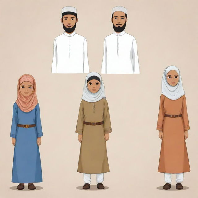 Cartoon version of traditional Muslim clothing labeled with the name A. N.