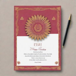 Design an elegant and professional birthday card featuring symbols of IAS (Indian Administrative Service). Include well wishes and an inspirational quote.