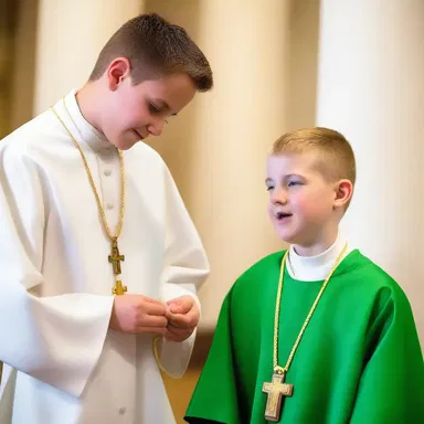 During Catholic school, one of the altar boys misheard the priest saying 'sursum corda' as 'sir some cord', leading to a hilarious misunderstanding.