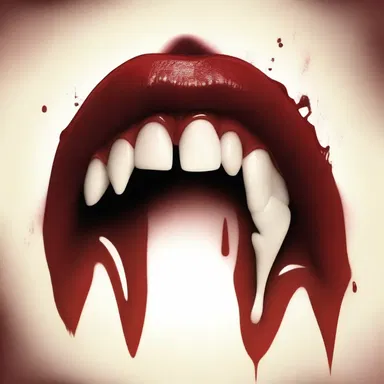 The creamy blood oozed from the vampire's fangs, sending shivers down my spine.