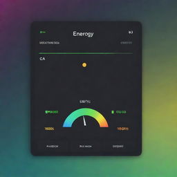 A professional, colorful digital card named 'Energy Meter' intended for use in a Grafana dashboard, with a minimalist energy-themed background.