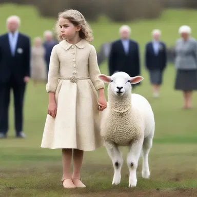 The designer incorporated a woolen texture in the dress and accessorized it with a baa-themed brooch.