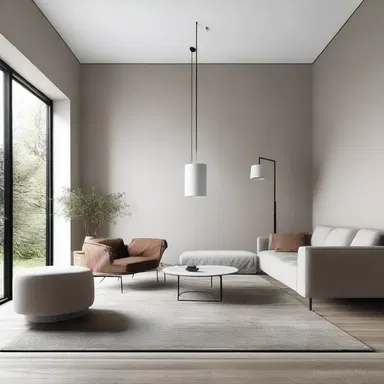 The use of neutral tones and minimalistic furniture showcases the moderateness of the design.
