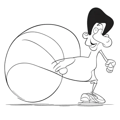 In the cartoon, the character drew a cycloid curve to depict the movement of a rolling ball.