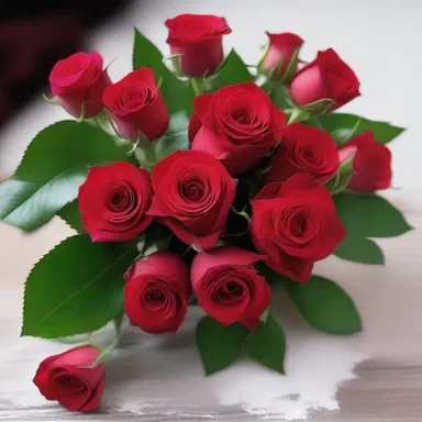 The clump of red roses he presented to her was a symbol of his love.