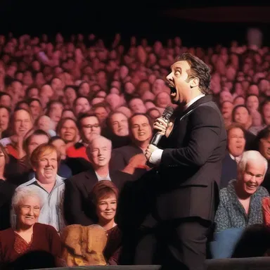 When the comedian walked onto the stage, the audience erupted in laughter, forming a clump of merriment.