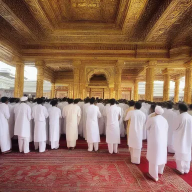 During the religious ceremony, the devotees formed a clump around the holy shrine.