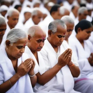 The devotees clumped together in prayer, seeking strength and solace.