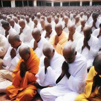 The devotees clumped together in prayer, seeking strength and solace.