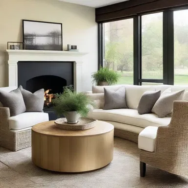 The designer chose to clump the furniture together to create a cozy seating area.