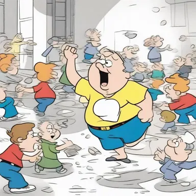 In the cartoon, the clumsy character would always clump through the scene, causing chaos.