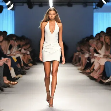 The model strutted down the runway, trying not to clump in her high heels.