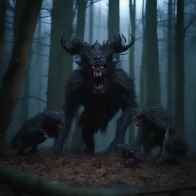 The terrifying creatures clumped together in the dark forest, ready to strike.