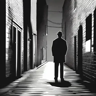 The detective could hear the eerie clump of footsteps approaching him in the dark alley.