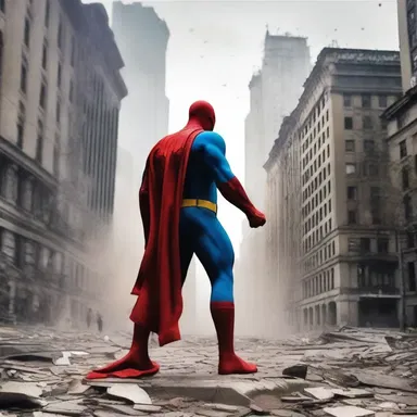 The superhero's powers triggered a convulsion of energy, causing the city buildings to crumble in his wake.